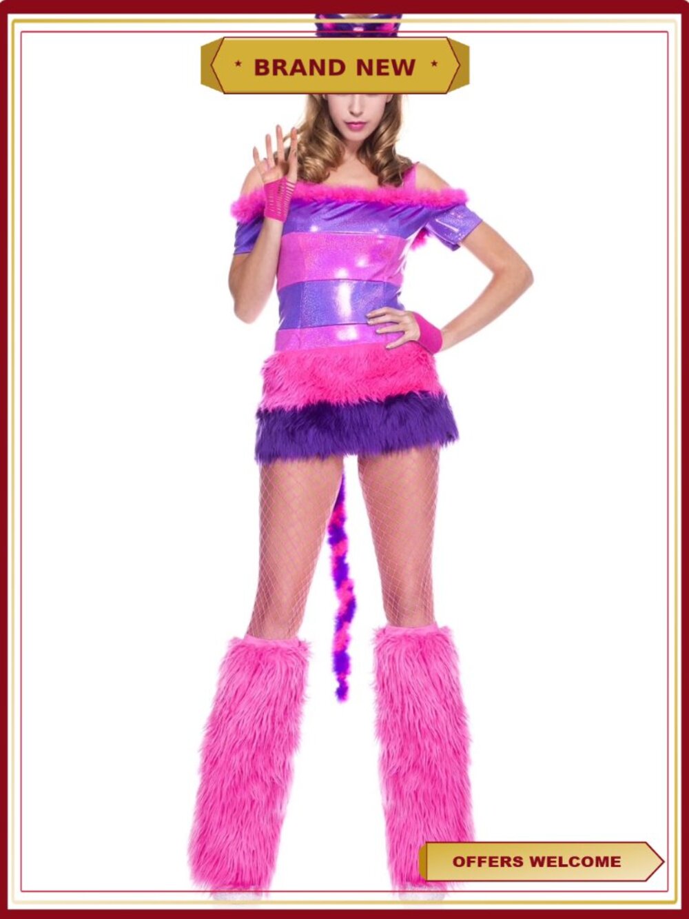 Metallic Fur Kitten Costume Dress with Cat Ears Headband